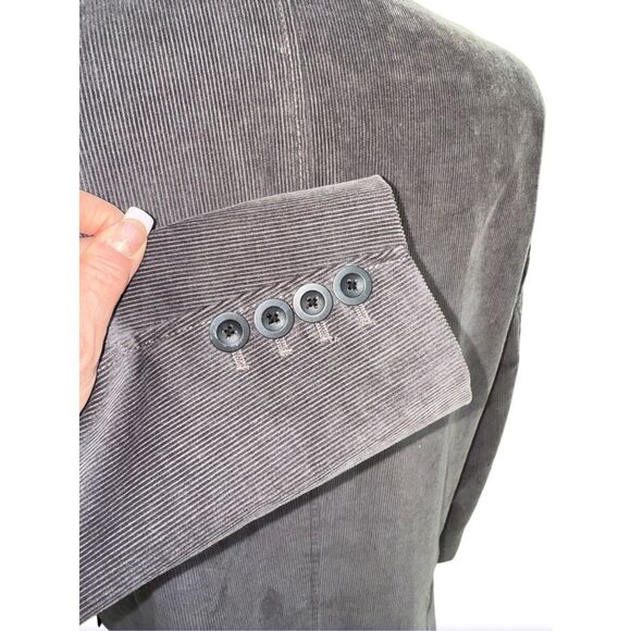 Old Navy Corduroy Blazer 2-Button Gray Sz. XL Plaid Lining - Picture 6 of 12